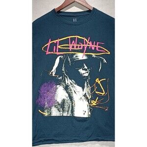 Lil Wayne T-Shirt Unisex Medium Blk Graphic Short Sleeve Rap Music Merch